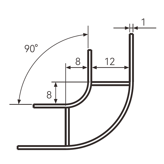 Perfil de aluminio esquinero 4 metros para placas de mobiliario en 90°