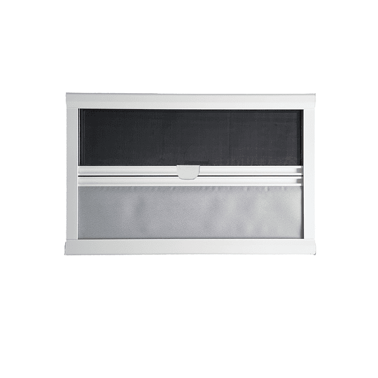 Marco PVC 500x350mm interior de ventana con blackout y malla mosquitera