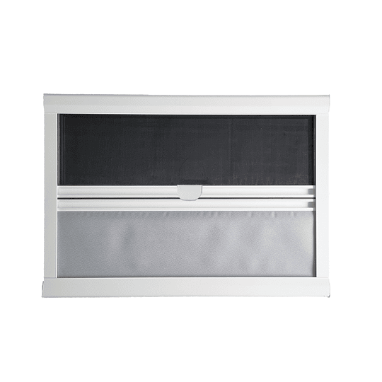 Marco PVC 600x450mm interior de ventana con blackout y malla mosquitera