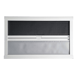 Marco PVC 1200x500mm interior de ventana con blackout y malla mosquitera