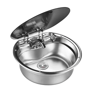 Lavaplatos circular para casa rodante camper y motorhome de acero inoxidable