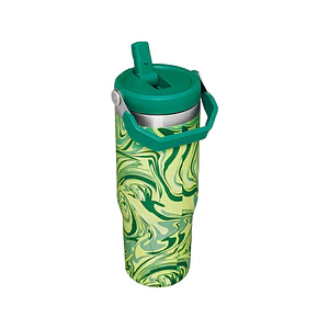 BOTELLA TÉRMICA STANLEY FLIP STRAW VARSITY VERDE REMOLINO | 887 ML (30oz)