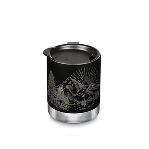 Camp Mug Negro 355 ML con Tapa diseño montañas
