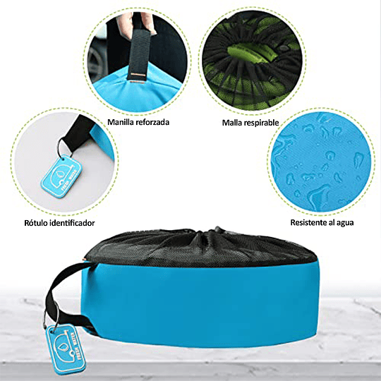 Bolso organizador, impermeable, con etiqueta de identificación tamaño mediano color azul