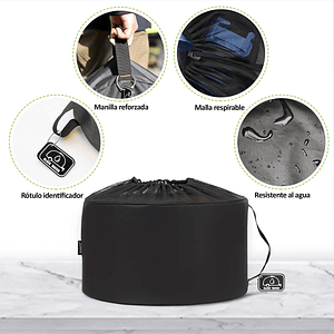 Bolso organizador, impermeable, con etiqueta de identificación tamaño grande color negro