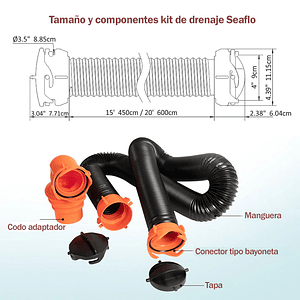 Kit para drenaje Seaflo para aguas negras o servidas 15ft (4,50mts) naranja en TPE