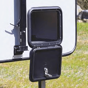 Puerta de bodega 345X292 mm para casa rodante y motorhome negra