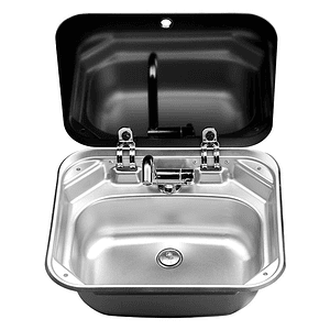 Lavaplatos rectangular para casa rodante camper y motorhome de acero inoxidable