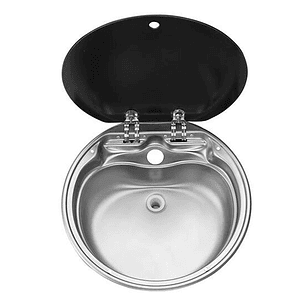 Lavaplatos circular para casa rodante camper y motorhome de acero inoxidable