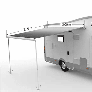 Toldo lateral cassette 3.00x2.50 mts blanco con luz led