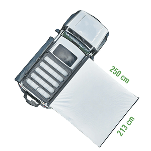 Toldo lateral cassette de apertura asistida 2,10x2,50 metros tela vinilo 3D 510g