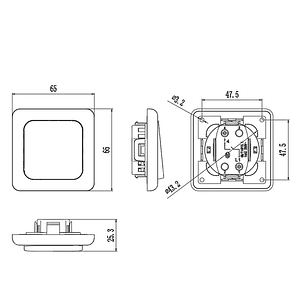 Interruptor simple push on/off blanco bajo perfil 250V 16A