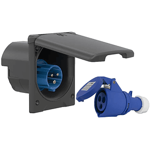 Tomacorriente externa 220v incluye enchufe hembra para cordón y tapa negra