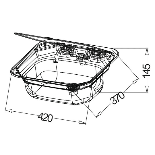 Lavaplatos rectangular para casa rodante camper y motorhome de acero inoxidable