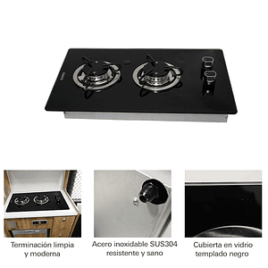 Cocina encimera 2 quemadores para casa rodante camper y motorhome