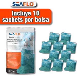 Bio-Pak Sealfo Kit de 10 sachets disgregantes biodegradables para baño químico