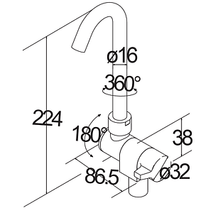Grifería doblemando 22 cms para casa rodante camper y motorhome