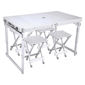 Mesa aluminio plegable Awnlux con altura regulable y 4 asientos