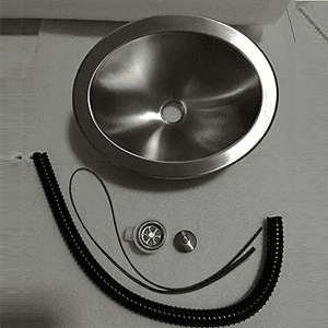 Lavatorio o lavacopas ovalado de acero inoxidable para mini camper, casa rodante, motorhome