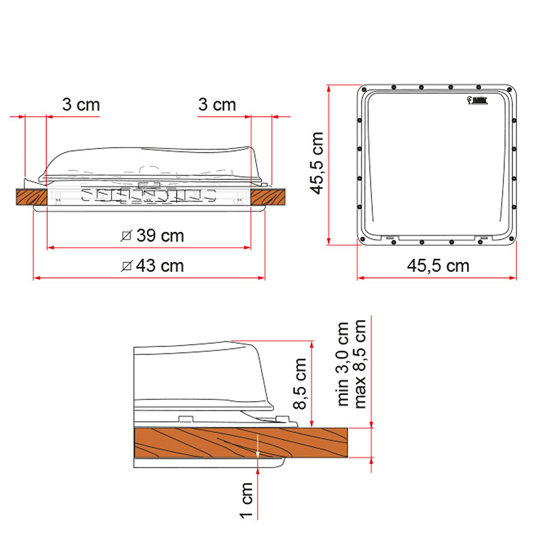 Claraboya 400x400mm Fiamma Vent Crystal 3