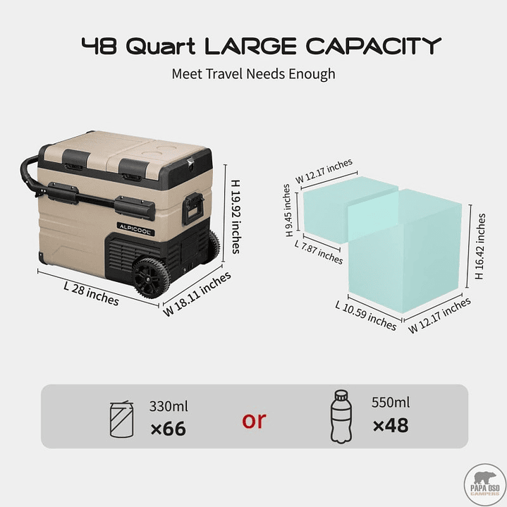 Refrigerador/Freezer Bizona portátil Alpicool TAW45 12-220V 45 litros con batería 6