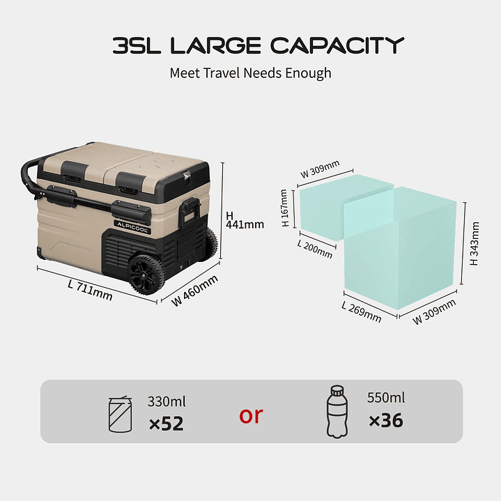 Refrigerador/Freezer Bizona portátil Alpicool TAW35 12-220V 35 litros con batería 8