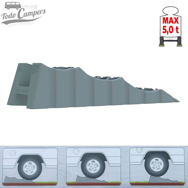 Kit niveladores Fiamma Premium para alta carga con 3 alturas y bolso de transporte 5ton 4