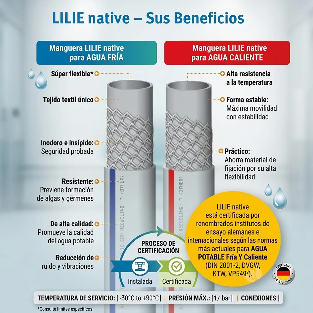 Manguera para agua caliente Ø10mm/Ø16mm 4 metros con abrazaderas de resorte 4