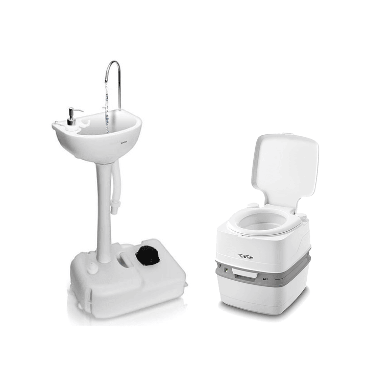 Conjunto de Baño Portátil Thetford 21L + Lavamanos Portátil ViveCampers 1