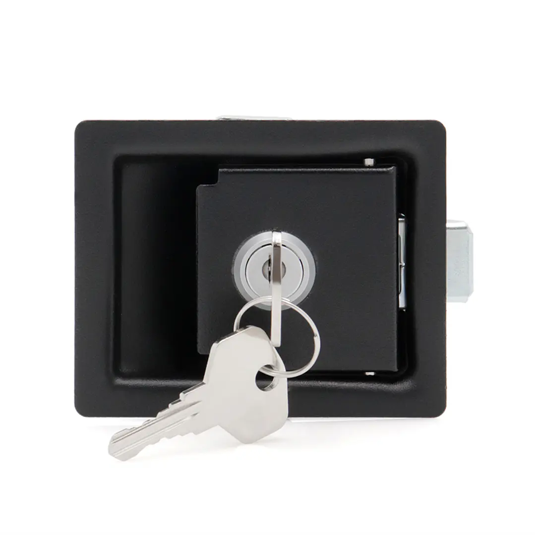 Cerradura chapa de impacto chica negra con llave 90x70mm 1