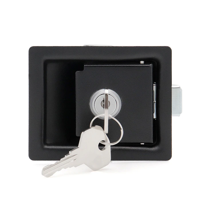 Cerradura chapa de impacto chica negra con llave 90x70mm 1