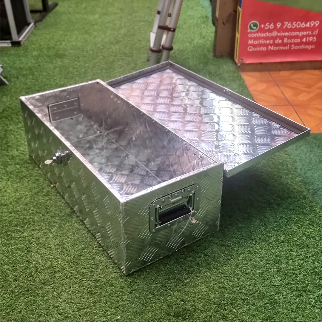 Caja de aluminio diamantado cerradura con llave 2