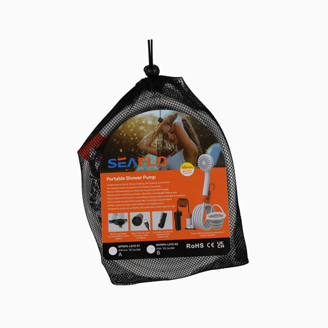 Ducha portátil 12V con batería litio y balde colapsable 10