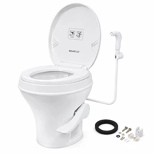 Baño Seaflo descarga gravedad a pedal incluye rociador para casa rodante