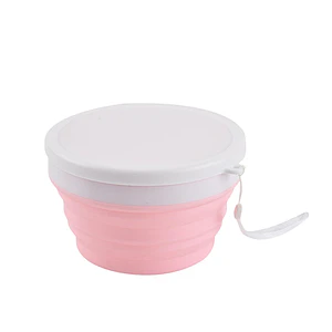 Bowl rosado plegable grande con tapa 950ml
