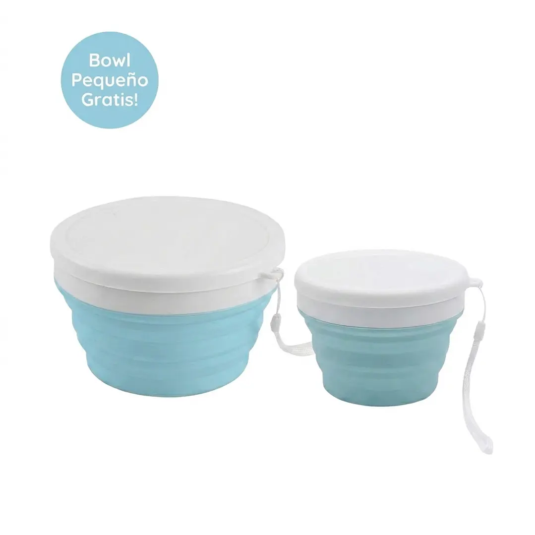 Pack 2 bowls plegables celeste el segundo gratis 1