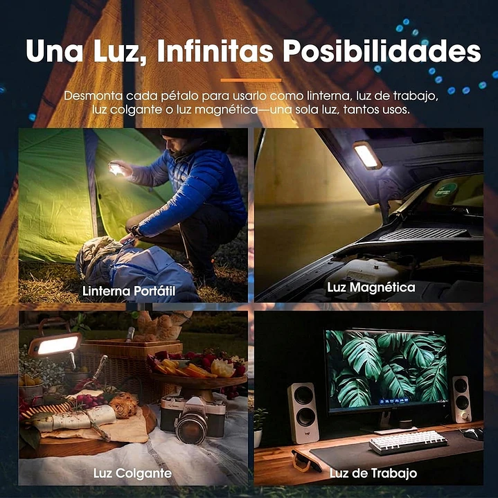Lámpara LED telescópica portátil con batería recargable de litio 2
