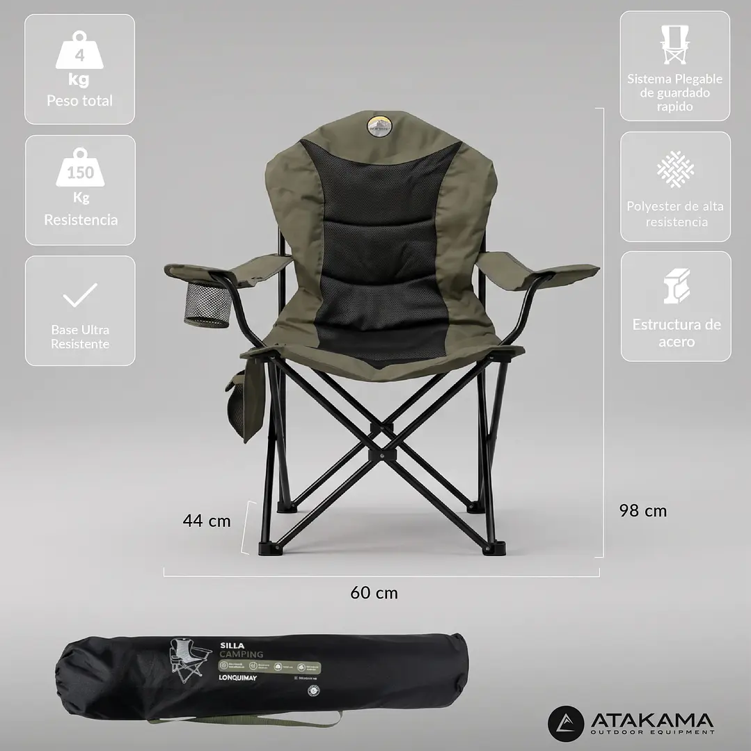 Silla Plegable Camping Reforzada y Acolchada 4