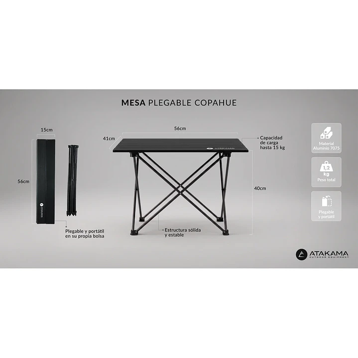 Mesa Plegable para Camping 56x40cm 5