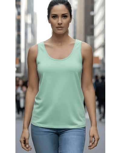 POLERA ADA CELESTE S/MANGAS