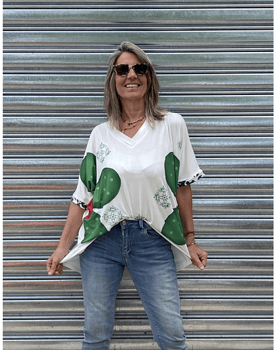 POLERA LARA FLOR VERDE