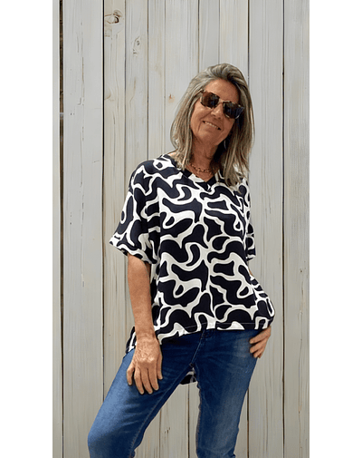 BLUSA JACINTA BLANCO Y NEGRO