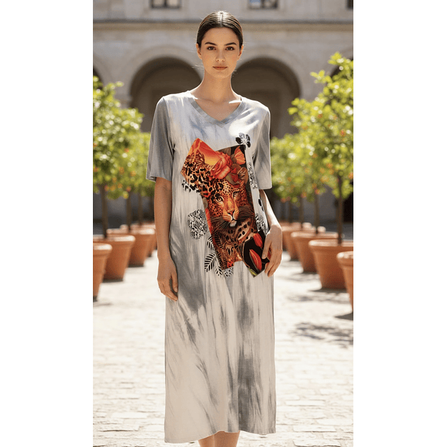 VESTIDO FLORENCIA GRIS FELINO