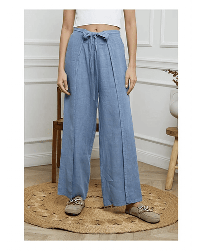 PANTALÓN LINO AZUL