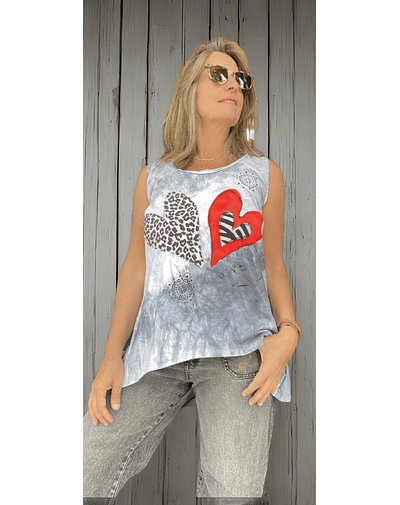 POLERA CAMILA GRIS CORAZONES