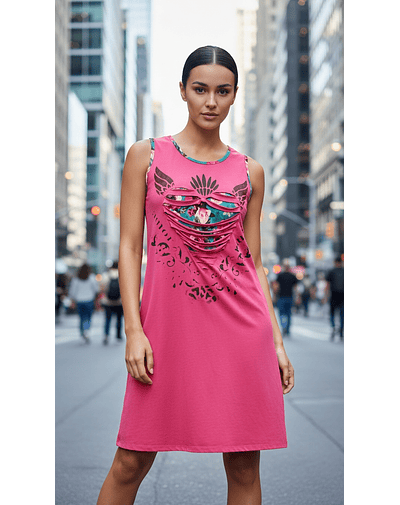 VESTIDO PALOMA FUCSIA RASGADO 