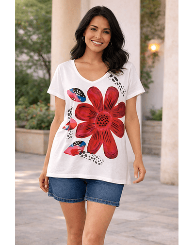 POLERA ANASTASIA BLANCA FLOR