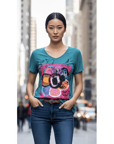 POLERA DOMINGA FLOR COLORES