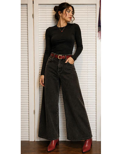 PANTALON COTELE NEGRO