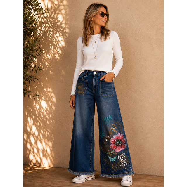 PANTALON BELEN FLOR ROJA 1